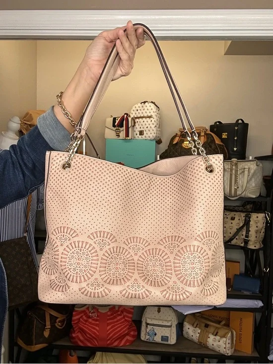 Tory Burch Perforated Leather Tote + Matching Wallet Set Blush Pink 2016 Bundle - Picture 4 of 14